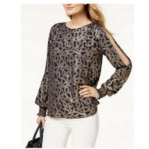 MICHAEL KORS Women's Navy And Gold Chain-print